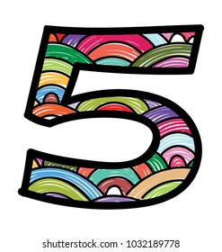 
The numerical digit number 5 colored design
