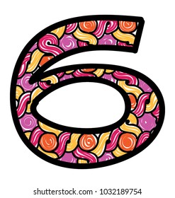 
The numerical digit number 6 colored design
