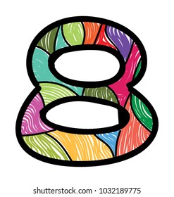 
The numerical digit number eight colored design
