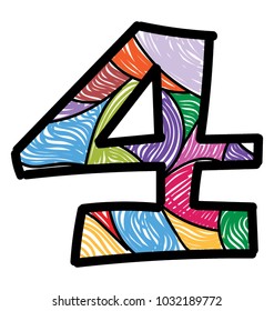 
The numerical digit number four colored design
