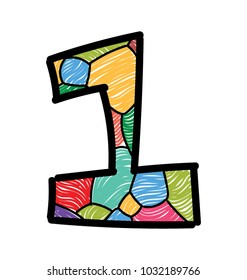
The numerical digit number one colored design
