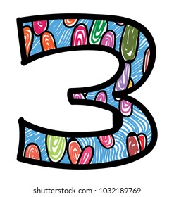 
The numerical digit number three colored design
