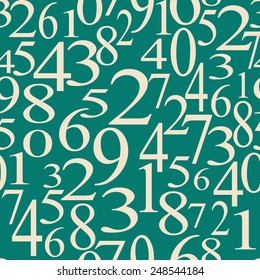 numerical seamless background with white digits on a green 