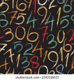 Numerical seamless pattern background with grunge style. Vector design illustration.