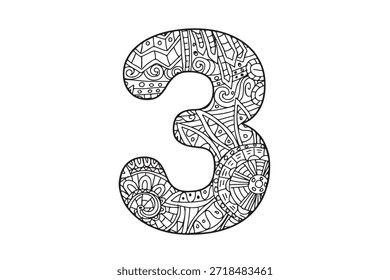 Ilustración vectorial numérica con estilo número 3 