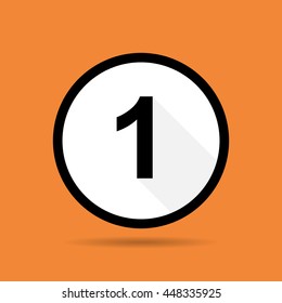 Numerical Vector sign number one ( 1 ) on the circle