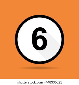 Numerical Vector sign number six ( 6 ) on the circle