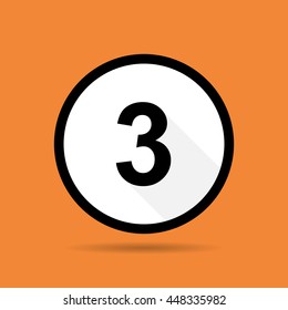 Numerical Vector sign number three ( 3 ) on the circle