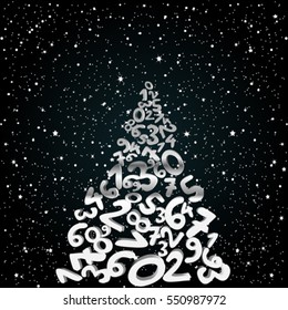 Numerology background with numbers on the starry sky