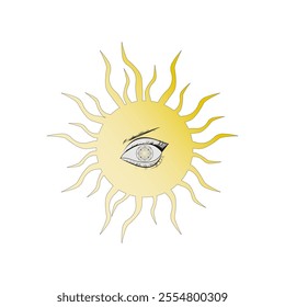 Numerology. Sun. Eye. All-seeing eye. An eye to the future and the past. Logo for a numerologist. Map of fate.