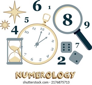 Numerology symbols. Esoteric knowledge concept.