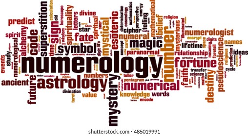 Numerology word cloud concept. Vector illustration