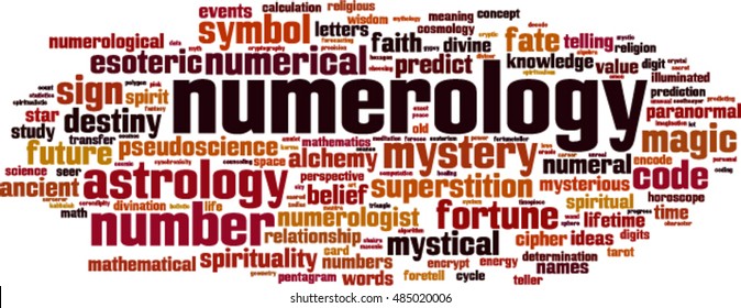 Numerology word cloud concept. Vector illustration