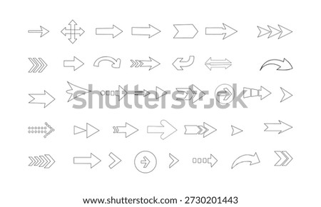 Numerous black line art arrows and directional symbols displayed together.