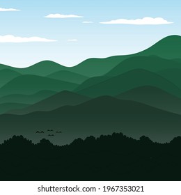 Numerous mountains, expansive landscapes, exposed to dense green horizon, skies and forests. And birds that are active