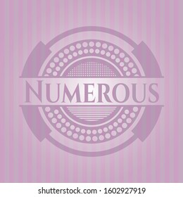 Numerous retro style pink emblem. Vector Illustration. Detailed.