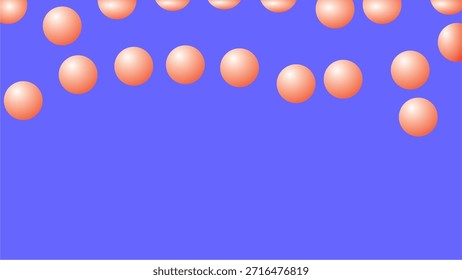 Numerosas esferas de color naranja brillante flotan sobre un fondo azul vibrante, creando un patrón juguetón y abstracto. Los objetos lisos y redondos están agrupados en la parte superior, lo que sugiere movimiento o una disposición dinámica.
