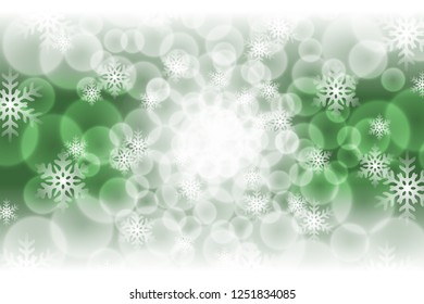 Numerous snow crystals and orbs of light, images of winter, for Christmas and New Year events