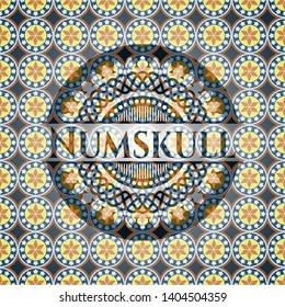 Numskull arabesque style badge. arabic decoration.