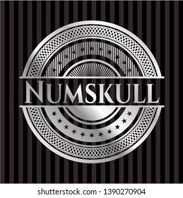 Numskull silver emblem. Vector Illustration. Mosaic.