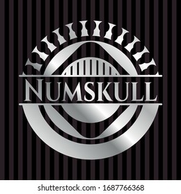 Emblema o placa numskull platvery. Ilustración vectorial. Mosaico.