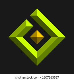Nun Arabic alphabet 3d vector logo
