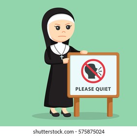 nun beside please quiet sign