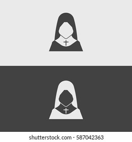 Nun black and white icons.illustration isolated vector sign symbol