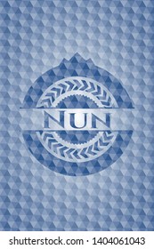 Nun blue badge with geometric pattern background. Vector Illustration. Detailed.
