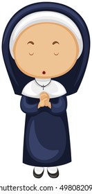 Nun in blue outfit illustration Stockvektorkép