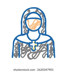 freira cristandade ícone doodle esboço vetor. freira cristandade sinal. símbolo isolado ilustração