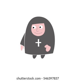 Nun flat avatar icon. White background.