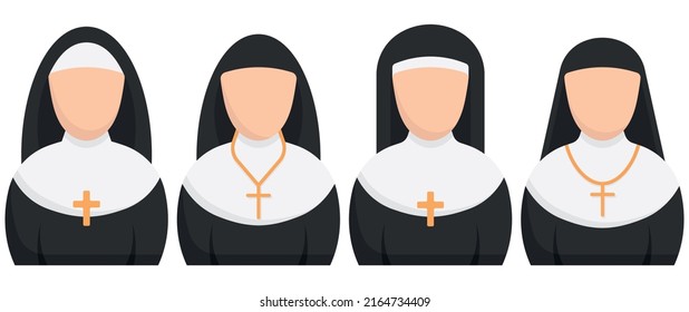 Nun flat icon. Sister of mercy sign. Vector illustration. Eps 10.