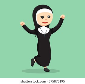 Nun Happy Illustration Design