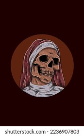 Nun head skull vector illustration