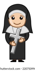 Nun Holding Holy Cross Vector Character Stock Vector (Royalty Free ...