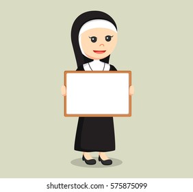 nun holding whiteboard color