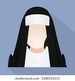 Nun icon with blue background vector illustration