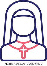 Nun Icon Color Vector Illustration