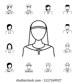nun icon. Detailed set of Proffecions icons. Premium quality graphic design sign. One of the collection icons for websites, web design, mobile app