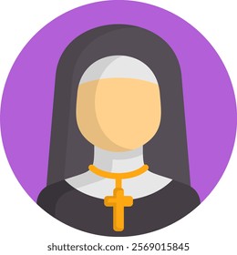 Nun Icon Fill Vector Illustration