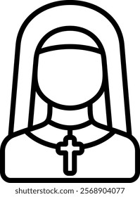 Nun Icon Line Vector Illustration