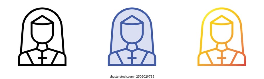 nun icon. Linear, Blue Fill and Gradient Style Design Isolated On White Background