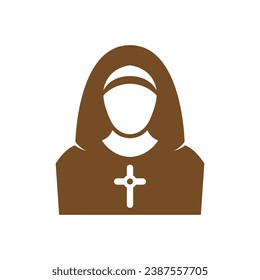 Nun icon logo design concept illustration