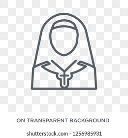 Nun icon. Trendy flat vector Nun icon on transparent background from Professions collection. High quality filled Nun symbol use for web and mobile