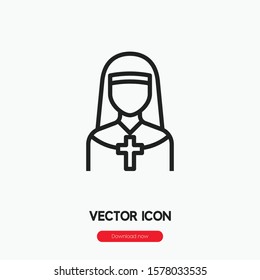 Nun icon vector. Nun symbol. Linear style sign for mobile concept and web design. Nun symbol illustration. Pixel vector graphics - Vector.