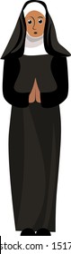 Nun, illustration, vector on white background.