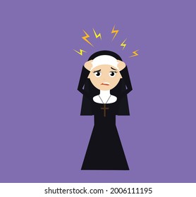 Ilustración de la caricatura de un vector plano de manos con irritación de una monja