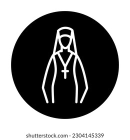Nun line color icon. Isolated vector element. Outline pictogram for web page, mobile app, promo