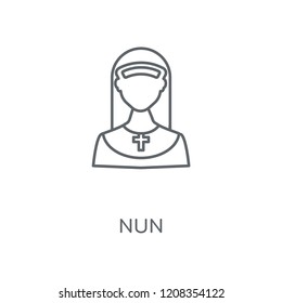 Nun linear icon. Nun concept stroke symbol design. Thin graphic elements vector illustration, outline pattern on a white background, eps 10.